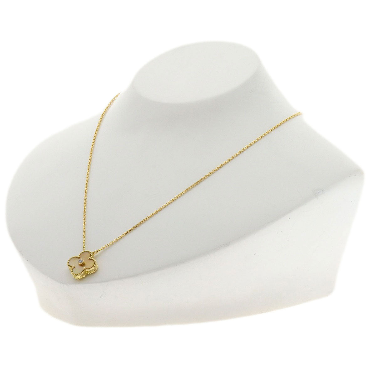 Van Cleef & Arpels Vintage Alhambra Yellow Shell Diamond Necklace K18 Yellow Gold Ladies [Used]