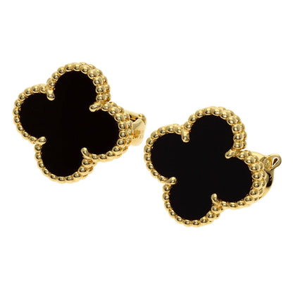 Van Cleef & Arpels Vintage Alhambra Onyx earring K18 Yellow Gold Ladies [Used]