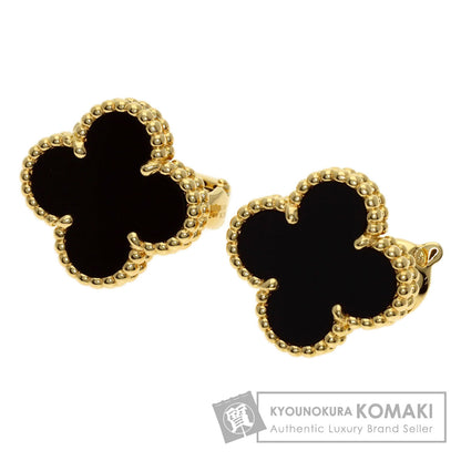 Van Cleef & Arpels Vintage Alhambra Onyx earring K18 Yellow Gold Ladies [Used]