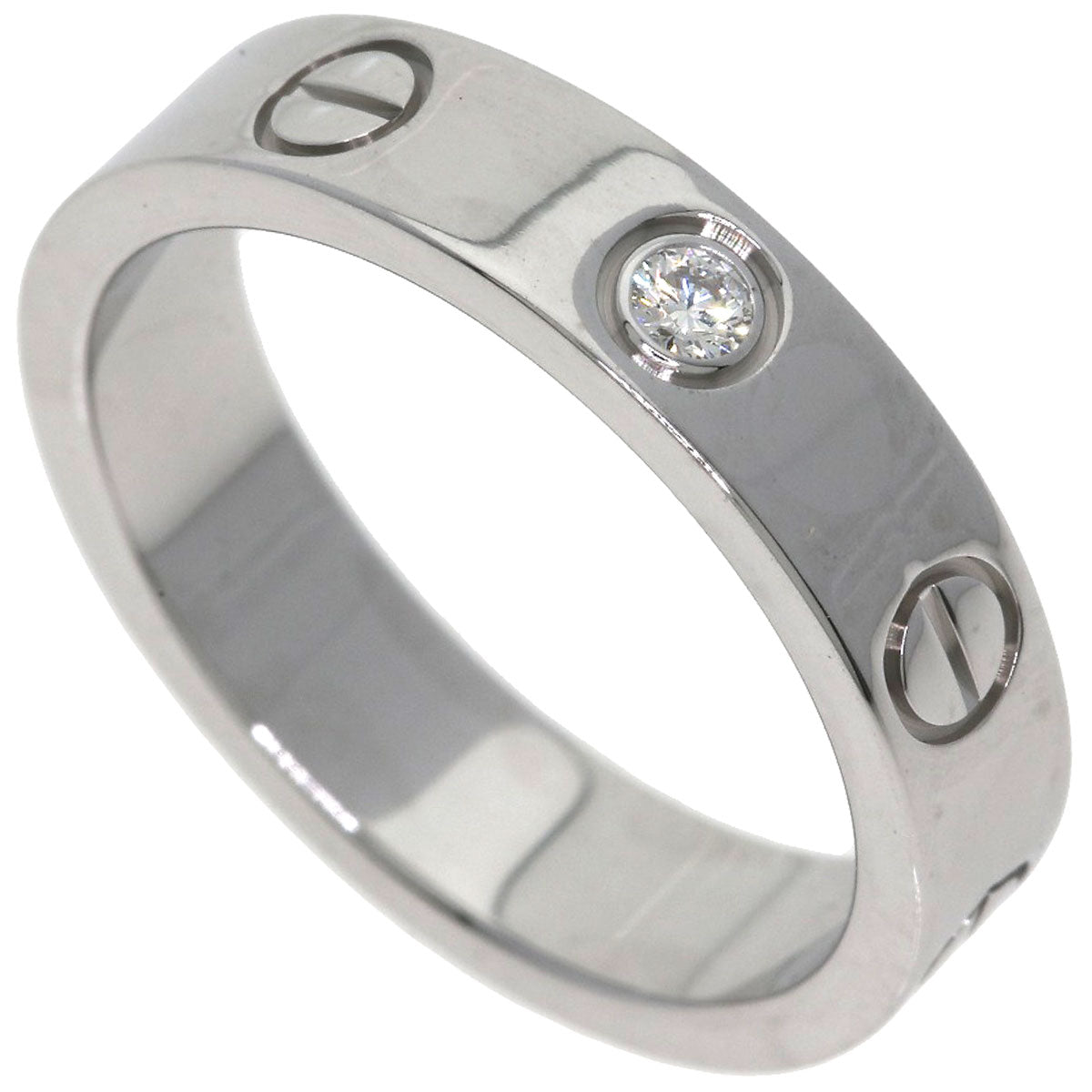 CARTIER Mini love ring 1P Diamond #47 Ring K18 White Gold Ladies [Used]