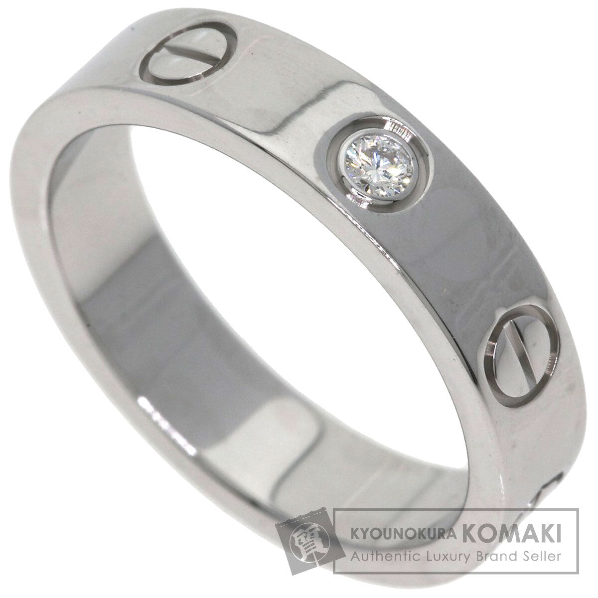CARTIER Mini love ring 1P Diamond #47 Ring K18 White Gold Ladies [Used]