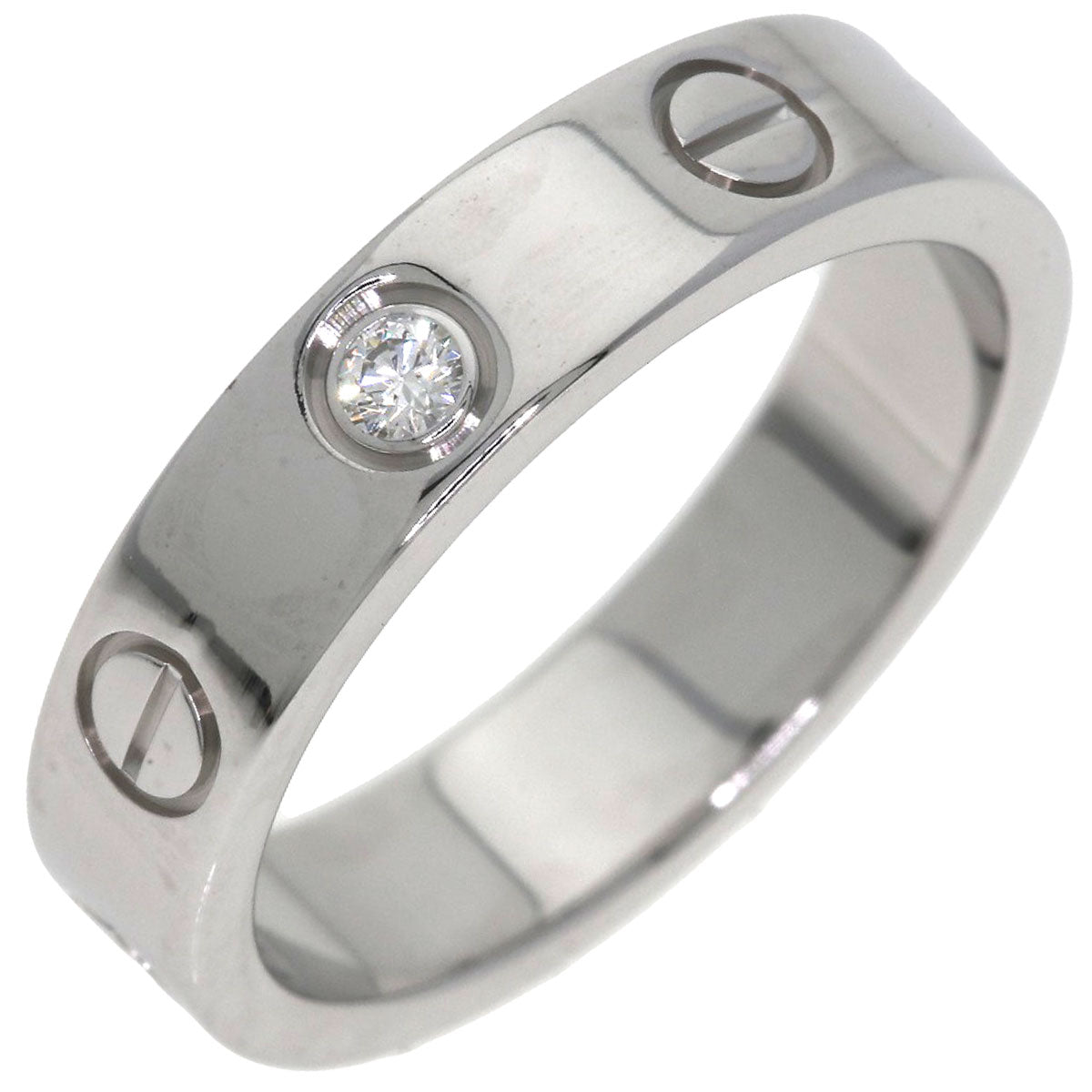 CARTIER Mini love ring 1P Diamond #47 Ring K18 White Gold Ladies [Used]