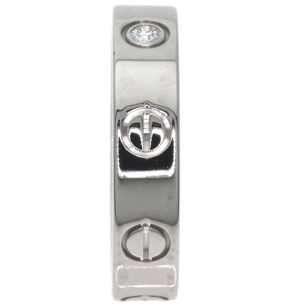 CARTIER Mini love ring 1P Diamond #47 Ring K18 White Gold Ladies [Used]