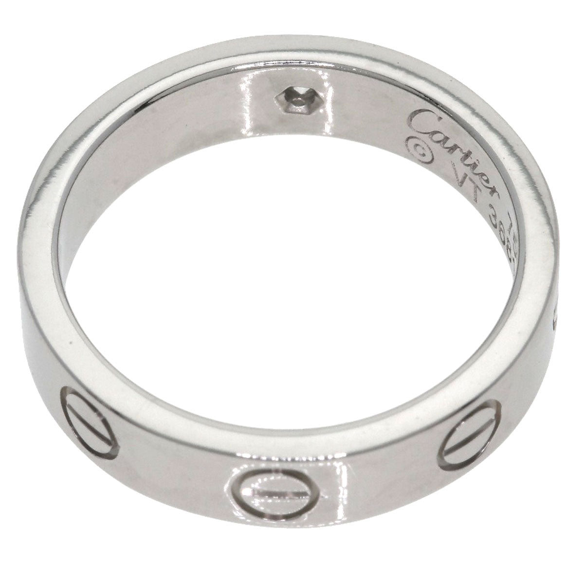 CARTIER Mini love ring 1P Diamond #47 Ring K18 White Gold Ladies [Used]