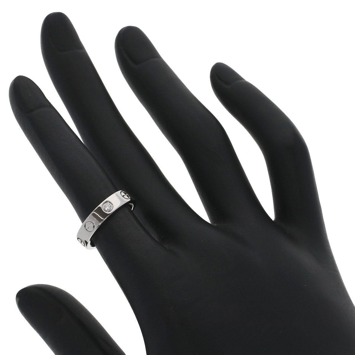 CARTIER Mini love ring 1P Diamond #47 Ring K18 White Gold Ladies [Used]