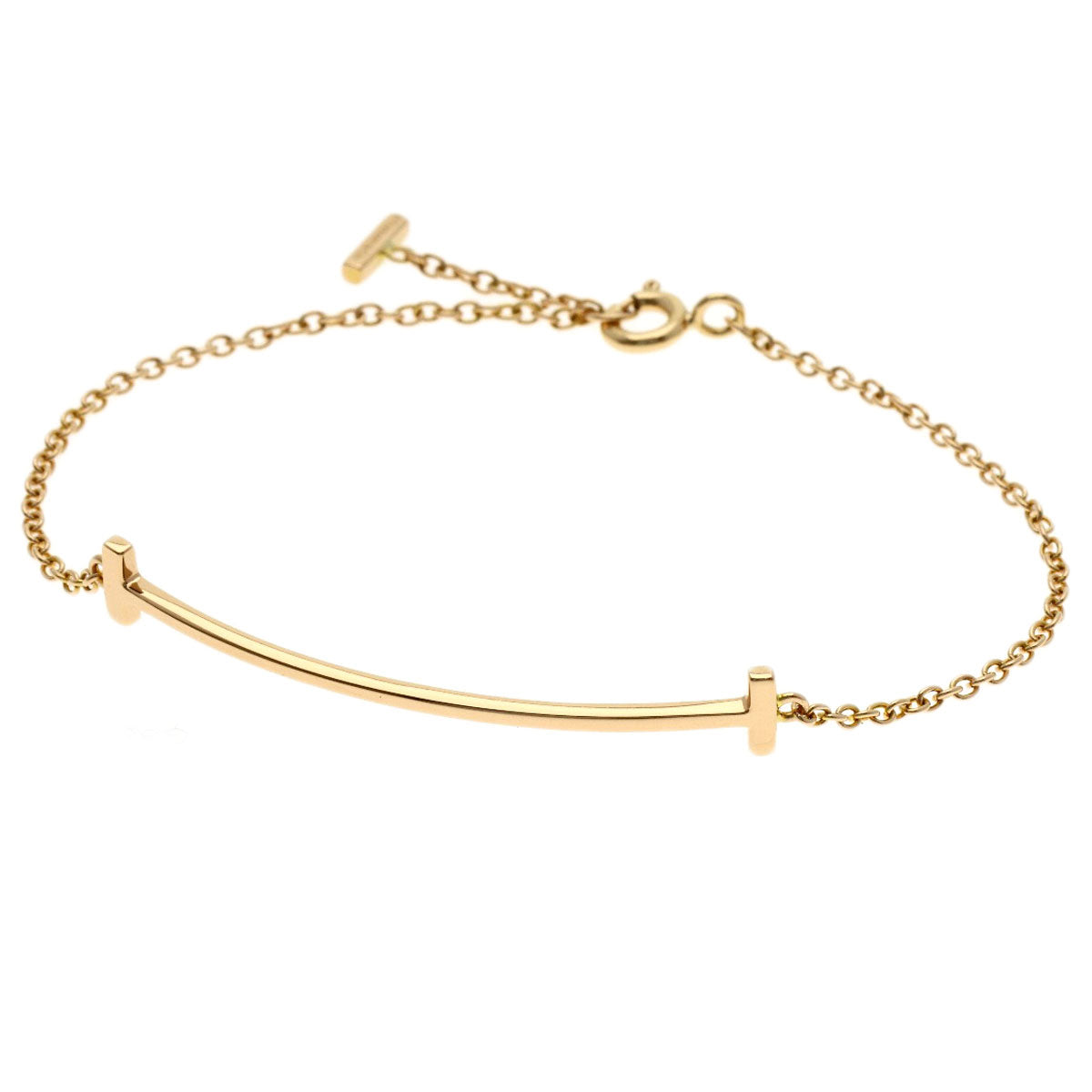 TIFFANY&Co. T smile small Bracelet K18 Pink Gold Ladies [Used]