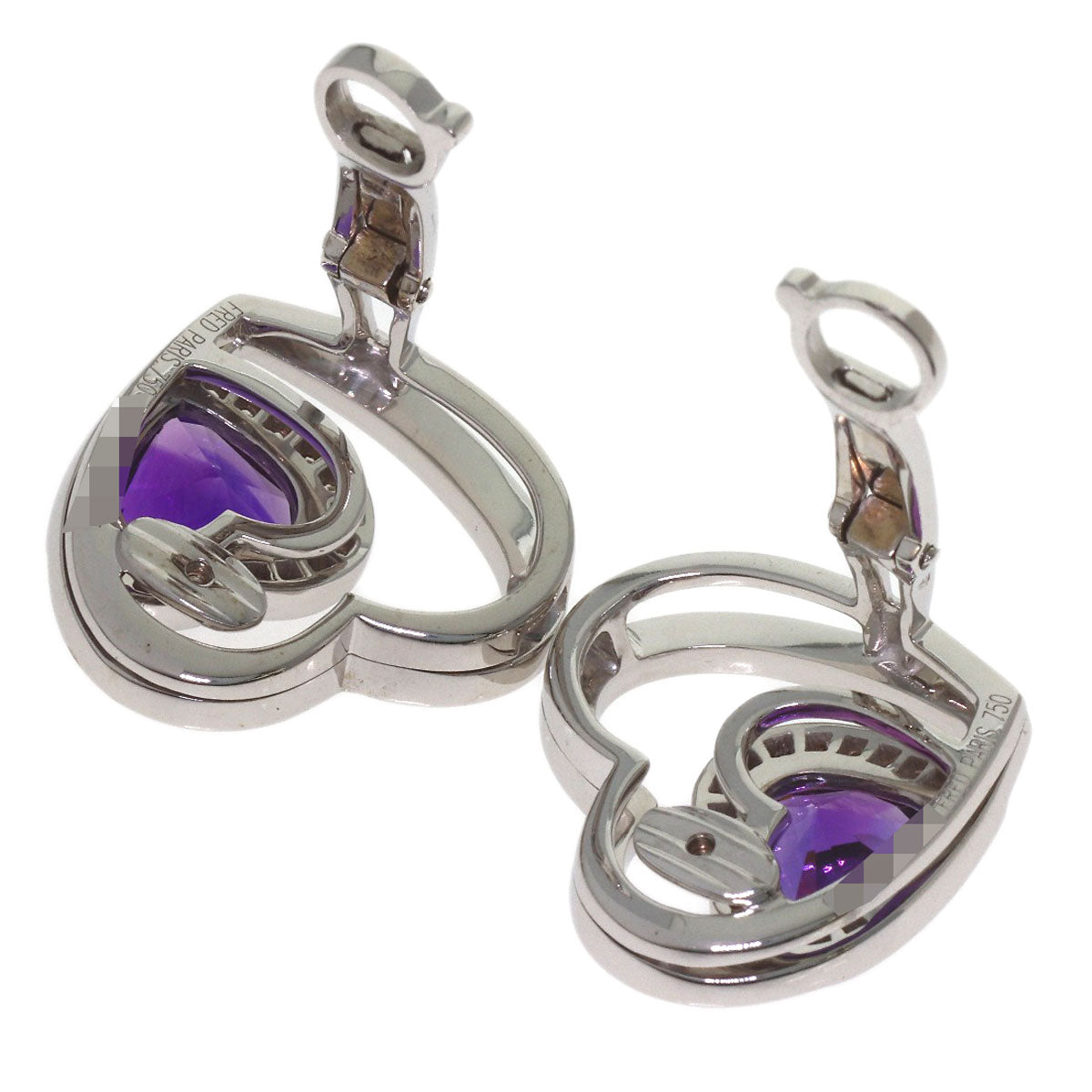 FRED Pretty Woman Amethyst Diamond Earring K18 White Gold Ladies [Used]