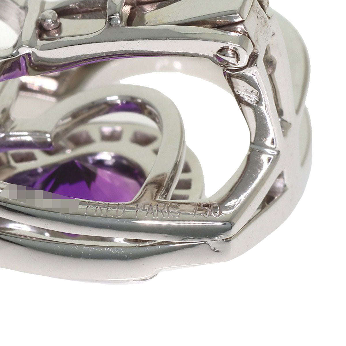 FRED Pretty Woman Amethyst Diamond Earring K18 White Gold Ladies [Used]
