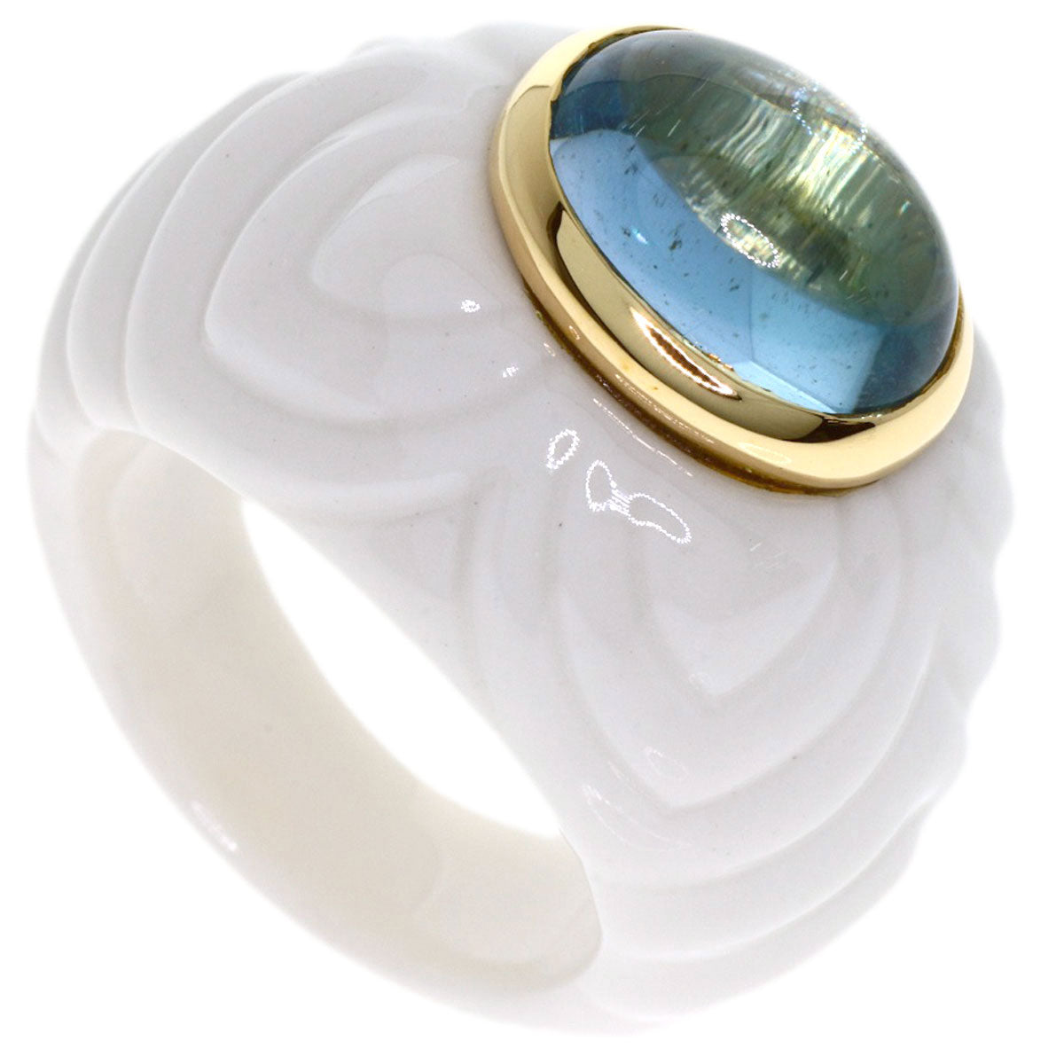 BVLGARI Chandra Blue Topaz Ring K18 Yellow Gold Ladies [Used]