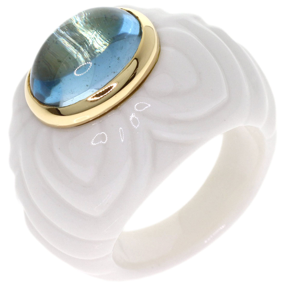 BVLGARI Chandra Blue Topaz Ring K18 Yellow Gold Ladies [Used]
