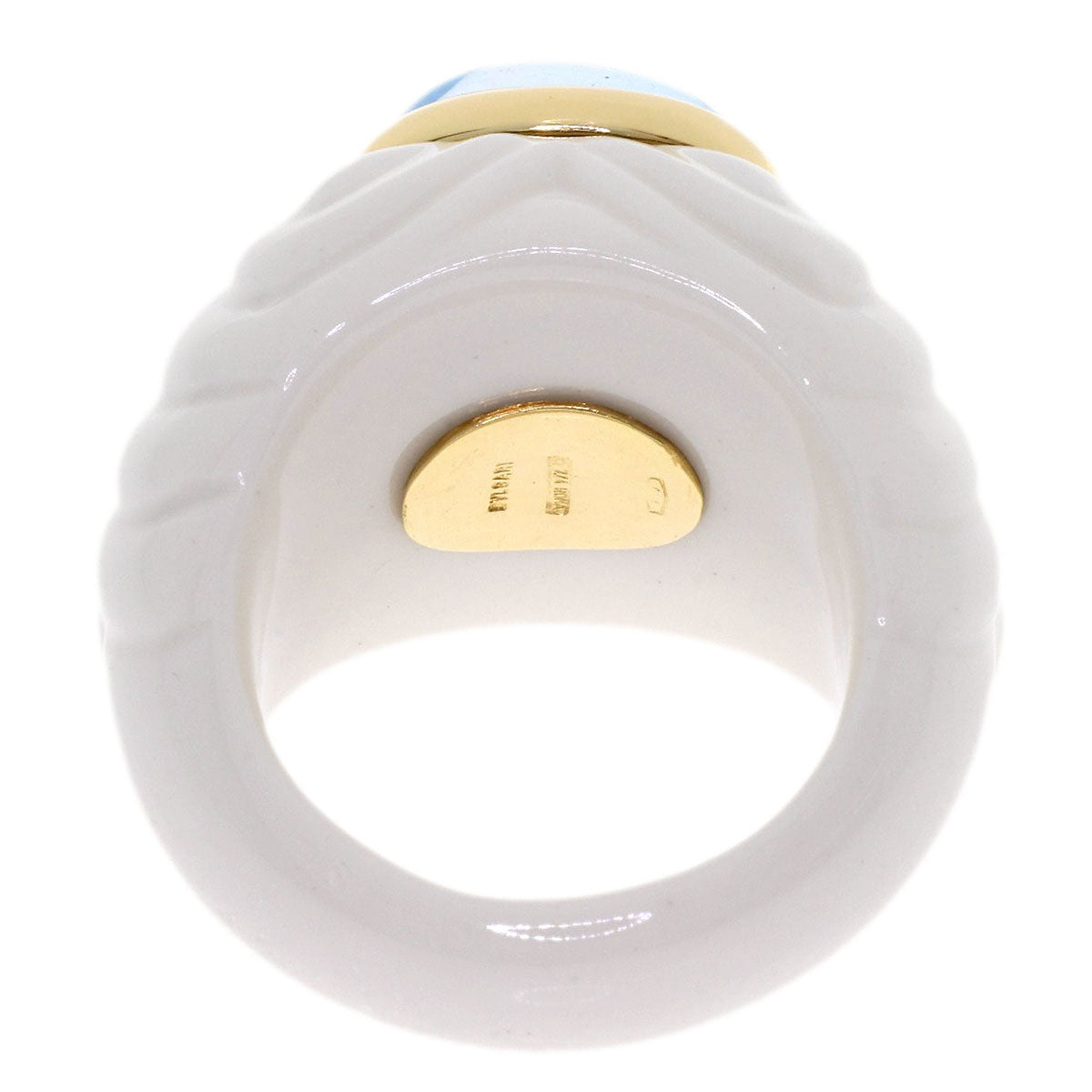 BVLGARI Chandra Blue Topaz Ring K18 Yellow Gold Ladies [Used]