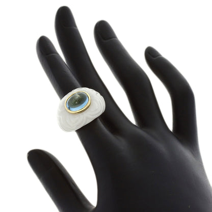 BVLGARI Chandra Blue Topaz Ring K18 Yellow Gold Ladies [Used]