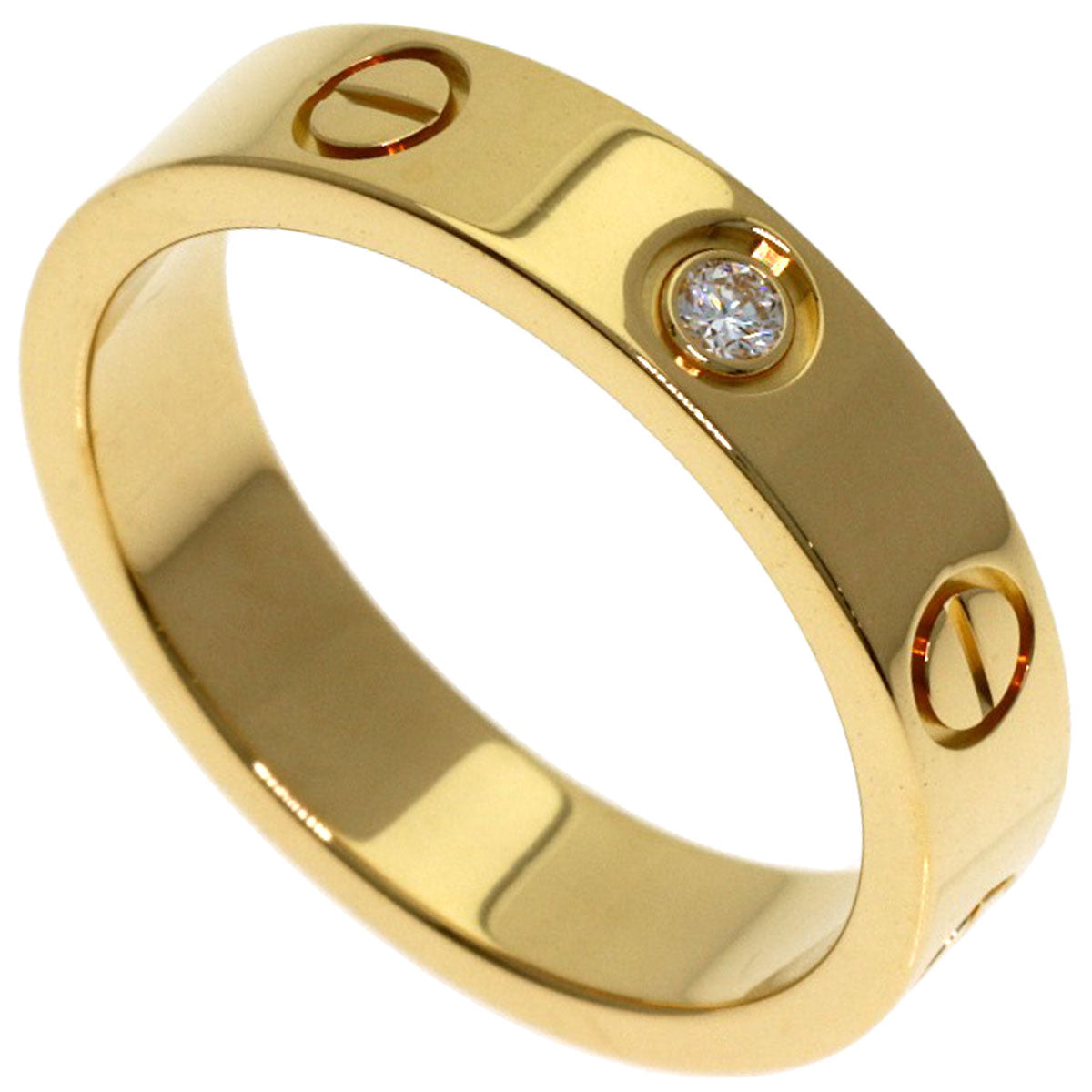 CARTIER Mini Love Ring with 1 Diamond, Size #48 Ring K18 Yellow Gold Ladies [Used]