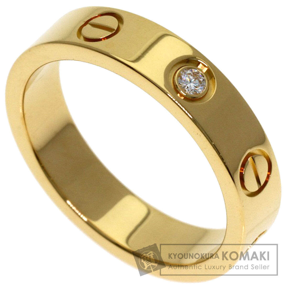 CARTIER Mini Love Ring with 1 Diamond, Size #48 Ring K18 Yellow Gold Ladies [Used]