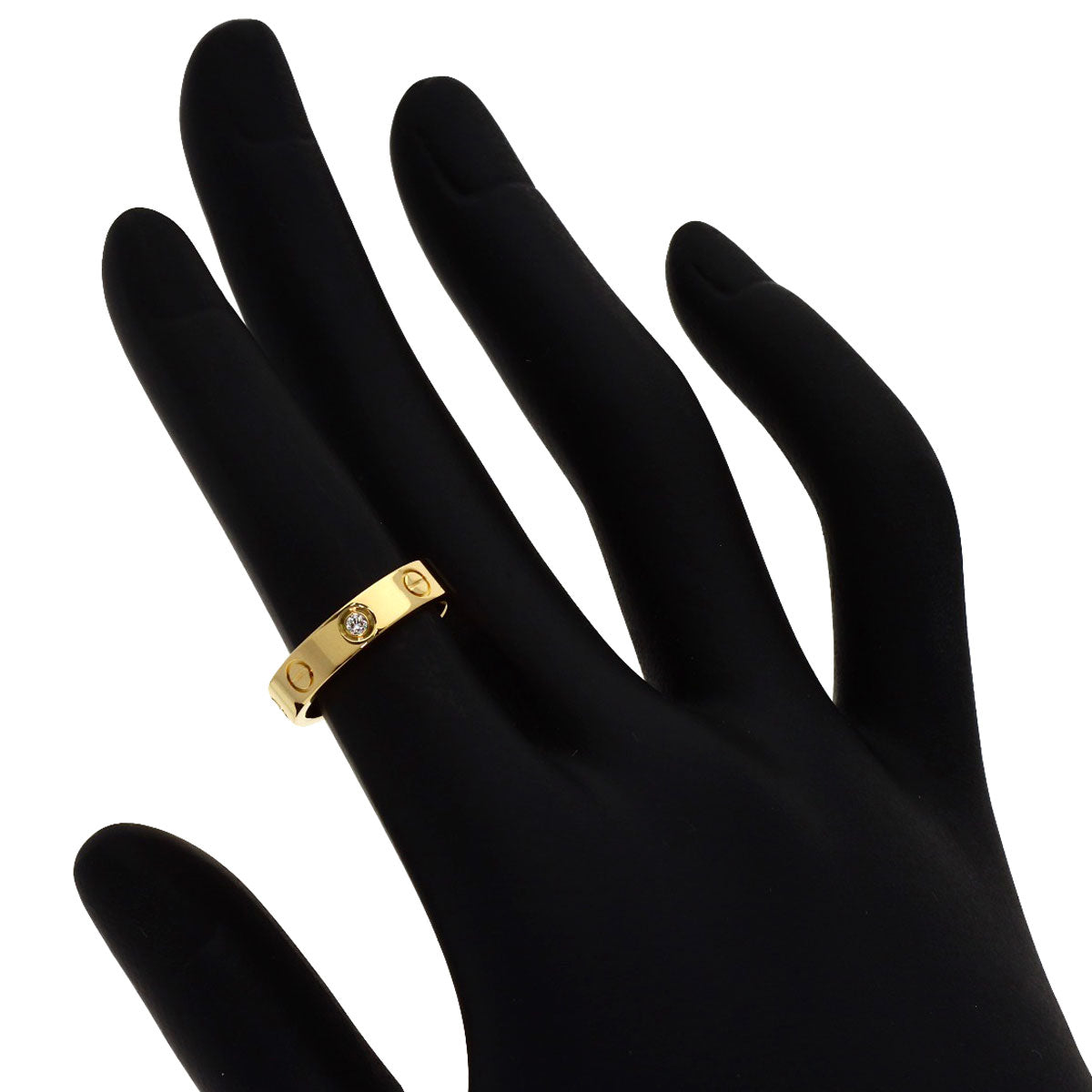 CARTIER Mini Love Ring with 1 Diamond, Size #48 Ring K18 Yellow Gold Ladies [Used]