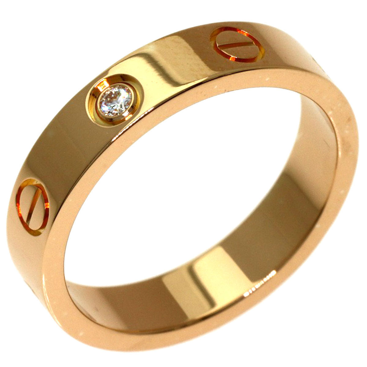 CARTIER love ring 1P Diamond #50 Ring K18 Pink Gold Ladies [Used]