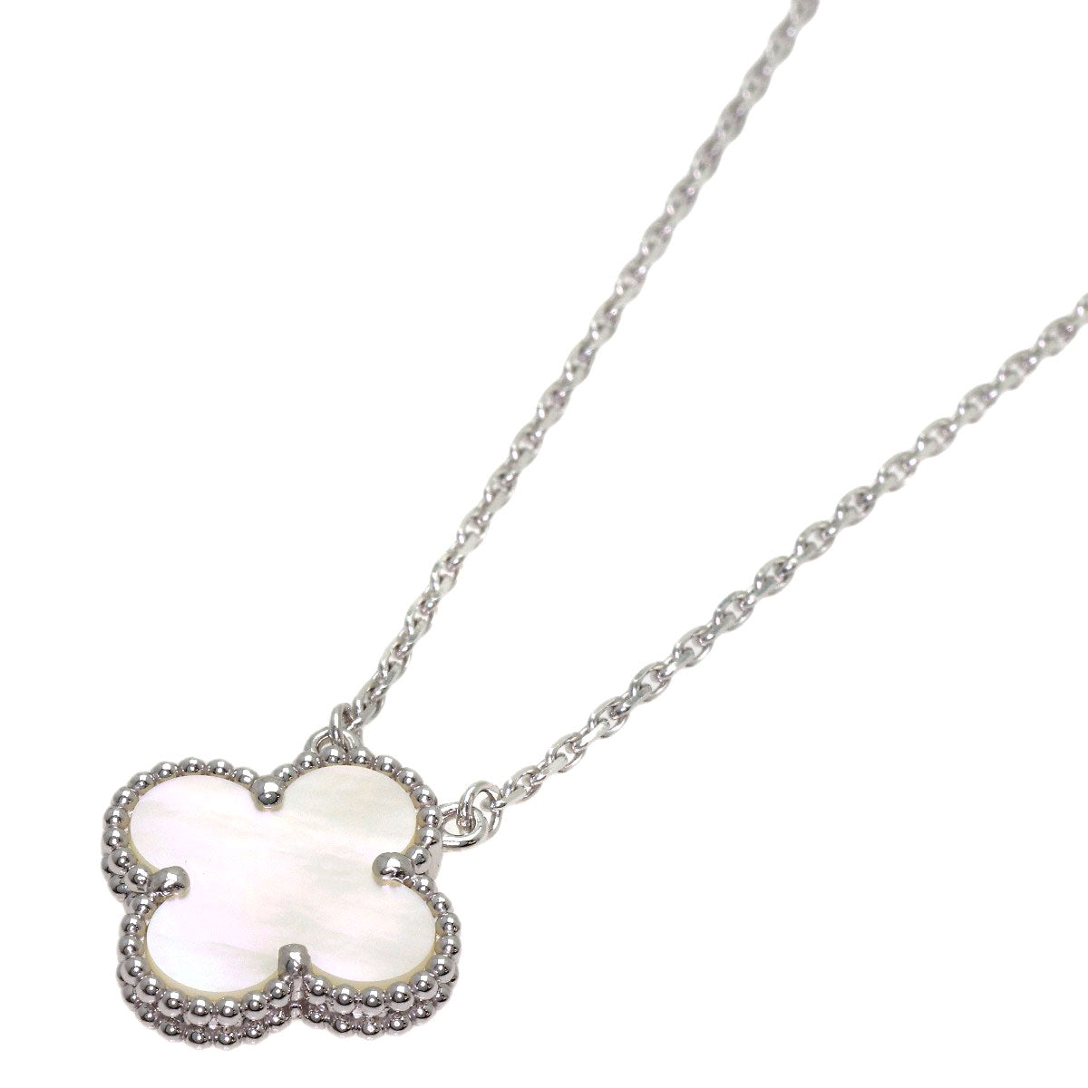 Van Cleef & Arpels Vintage Alhambra Shell Necklace K18 White Gold Ladies [Used]