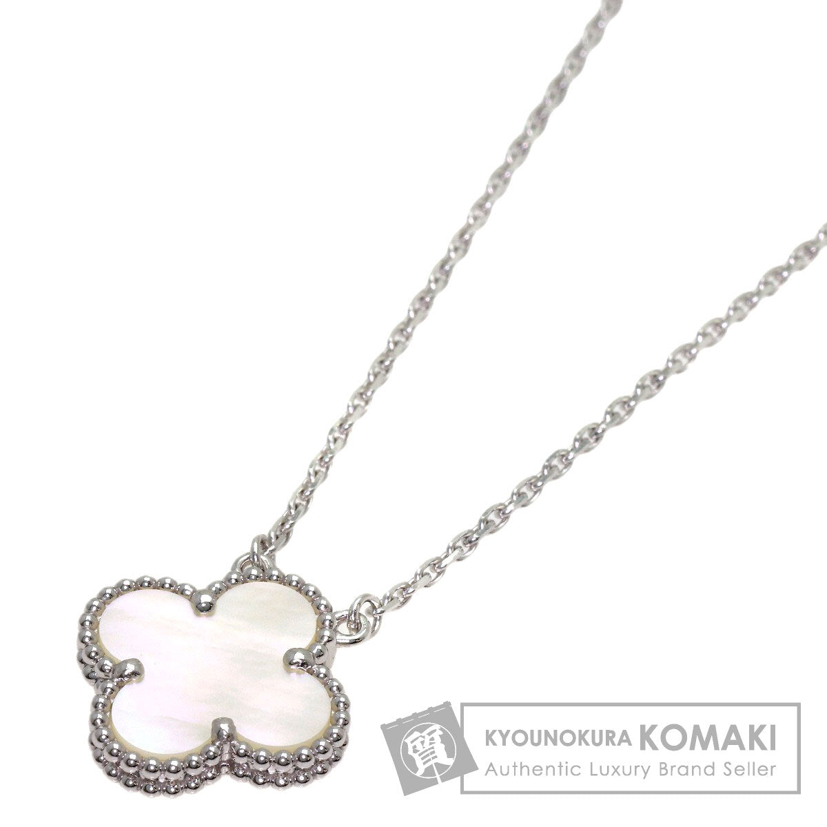 Van Cleef & Arpels Vintage Alhambra Shell Necklace K18 White Gold Ladies [Used]