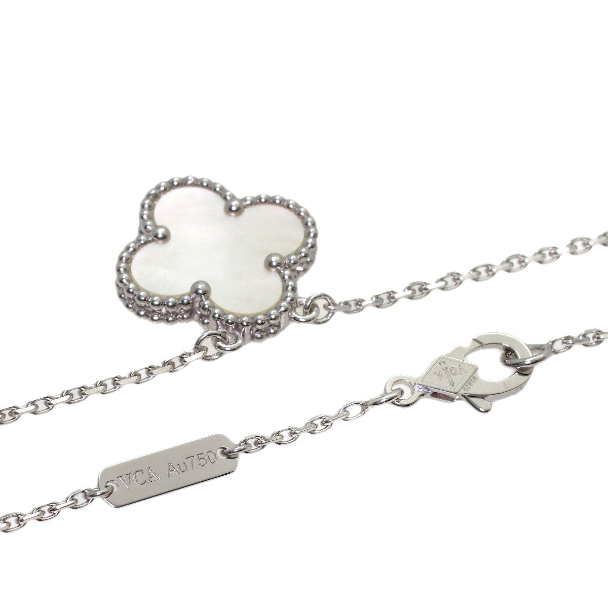 Van Cleef & Arpels Vintage Alhambra Shell Necklace K18 White Gold Ladies [Used]