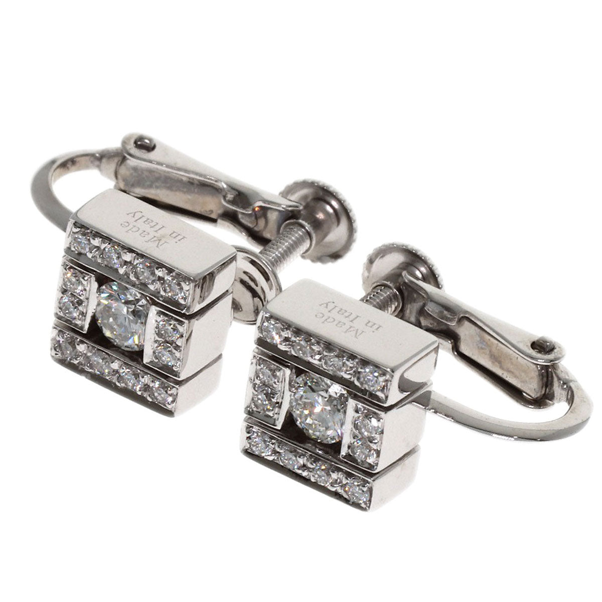 Damiani Belle Epoque Square Diamond Earring K18 White Gold Ladies [Used]