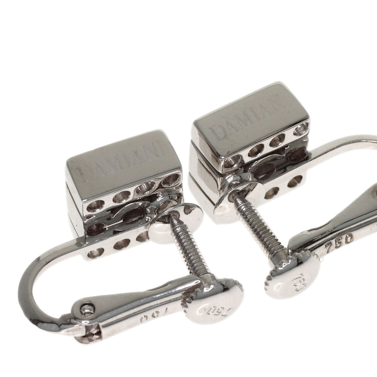 Damiani Belle Epoque Square Diamond Earring K18 White Gold Ladies [Used]