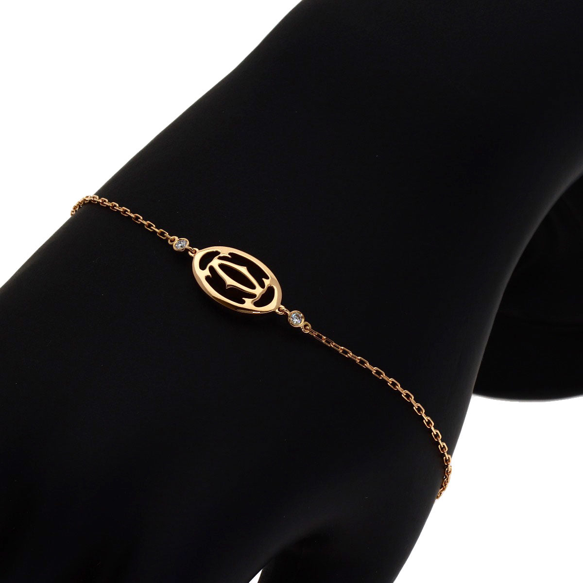 CARTIER Double C Diamond Bracelet K18 Pink Gold Ladies [Used]