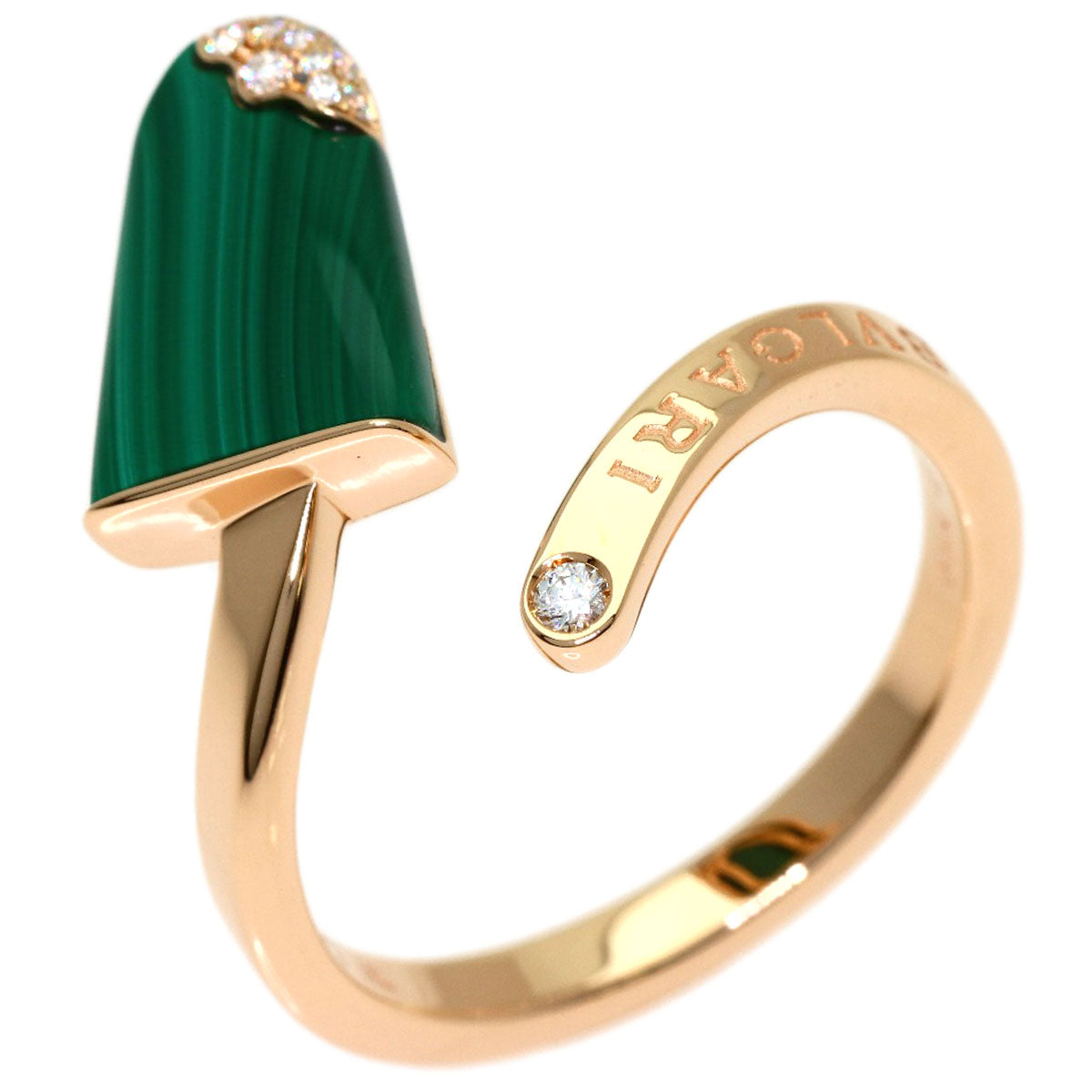 BVLGARI Gelati Malachite Diamond #54 Ring K18 Pink Gold Ladies [Used]
