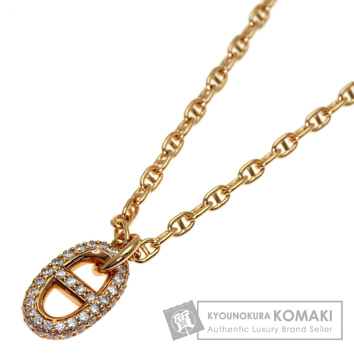 HERMES Shane Dunkle Farandole PM Diamond Necklace K18 Pink Gold Ladies [Used]