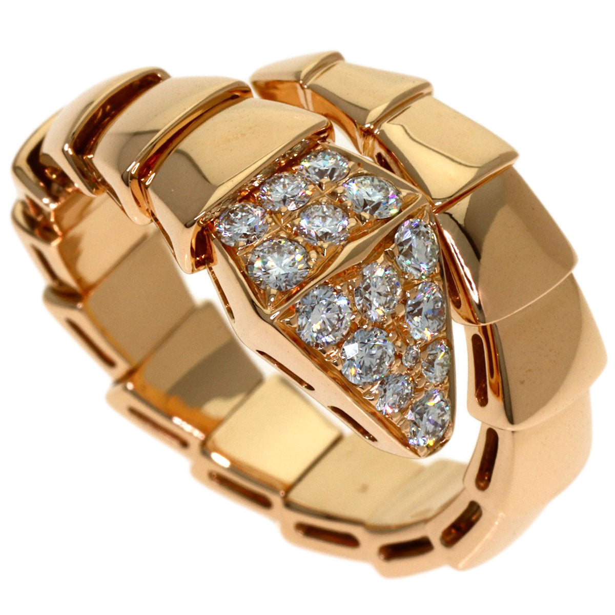BVLGARI Serpenti M Diamond Ring K18 Pink Gold Ladies [Used]