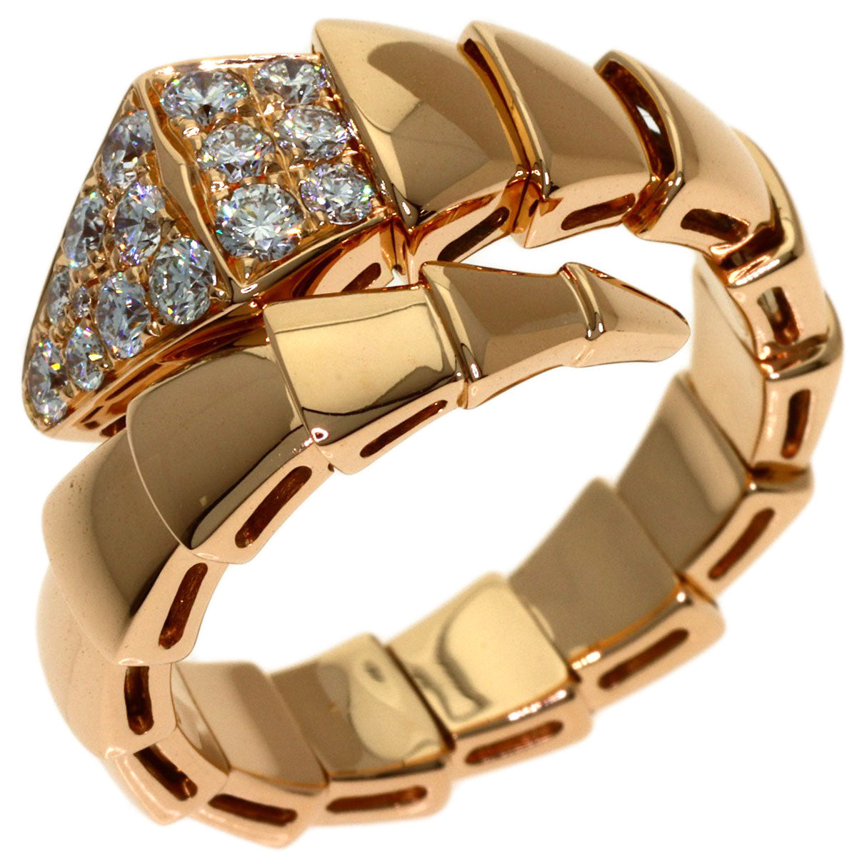 BVLGARI Serpenti M Diamond Ring K18 Pink Gold Ladies [Used]