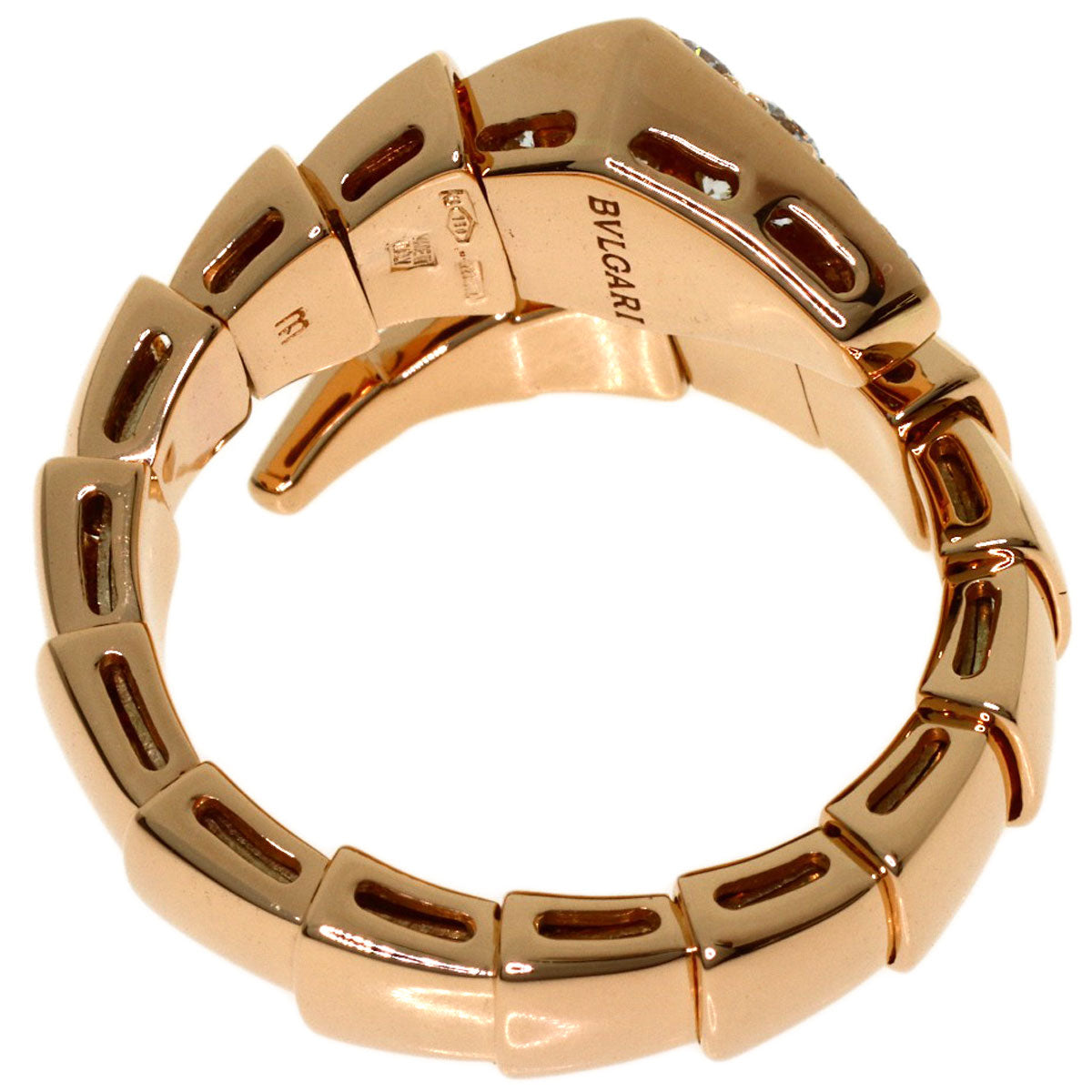 BVLGARI Serpenti M Diamond Ring K18 Pink Gold Ladies [Used]