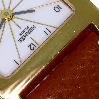 HERMES H watch Watches HH1.201 Gold Plated/Leather Ladies