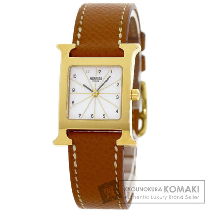HERMES H watch Watches HH1.201 Gold Plated/Leather Ladies