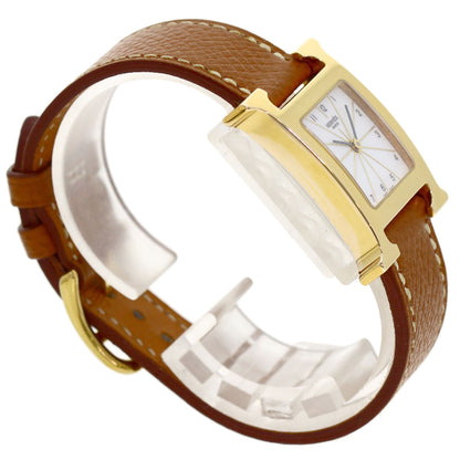 HERMES H watch Watches HH1.201 Gold Plated/Leather Ladies