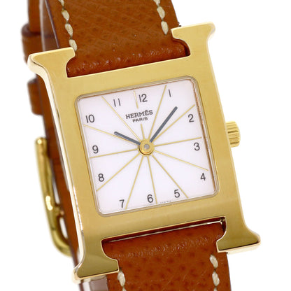 HERMES H watch Watches HH1.201 Gold Plated/Leather Ladies