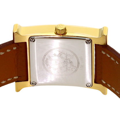 HERMES H watch Watches HH1.201 Gold Plated/Leather Ladies