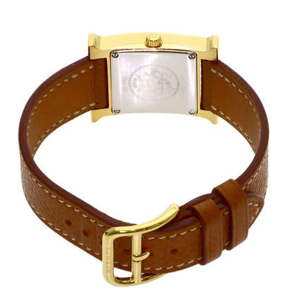 HERMES H watch Watches HH1.201 Gold Plated/Leather Ladies