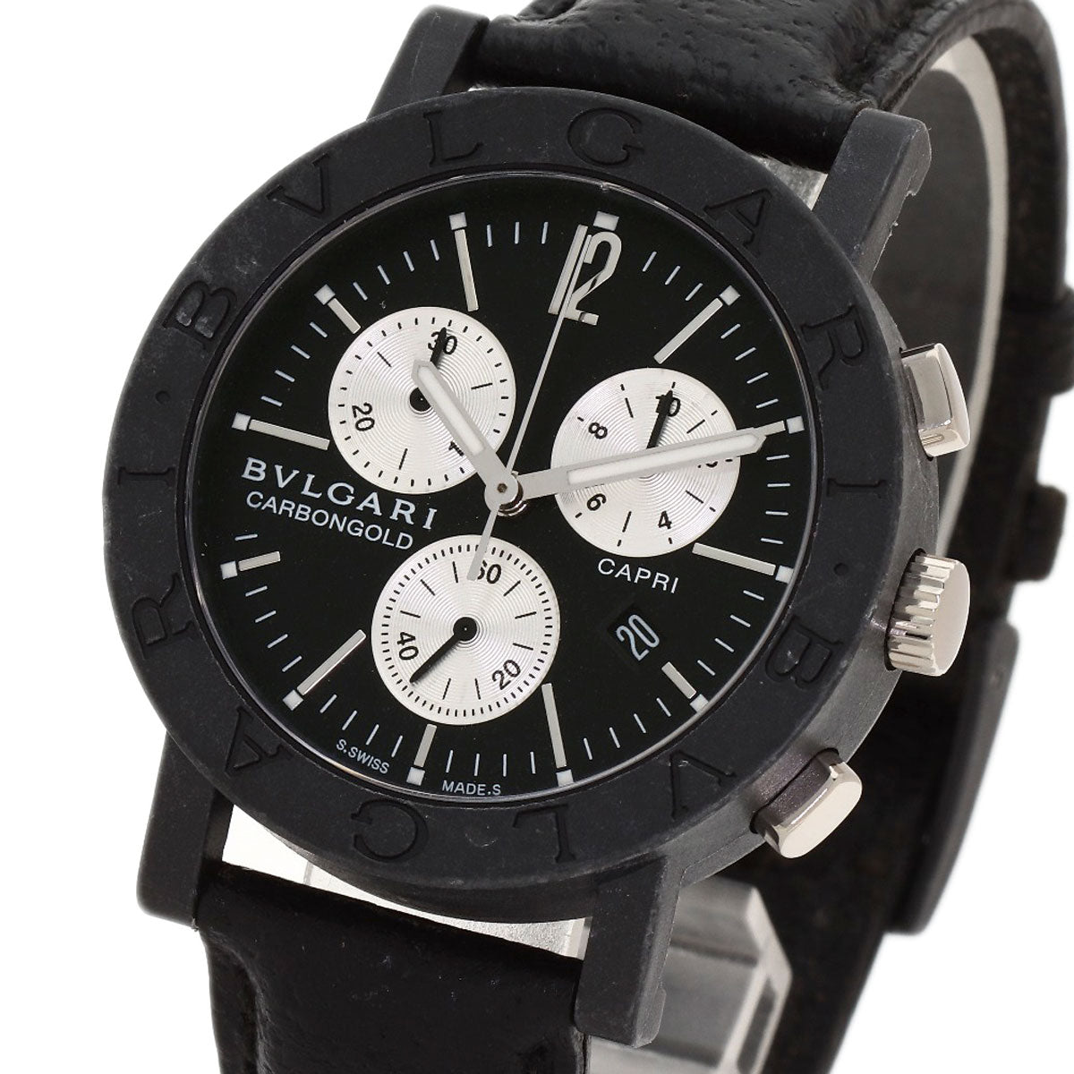 BVLGARI BVLGARI BVLGARI Carbon Gold CAPRI Watches BB38CLCH carbon/Leather mens