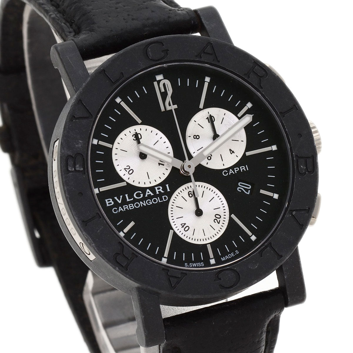 BVLGARI BVLGARI BVLGARI Carbon Gold CAPRI Watches BB38CLCH carbon/Leather mens