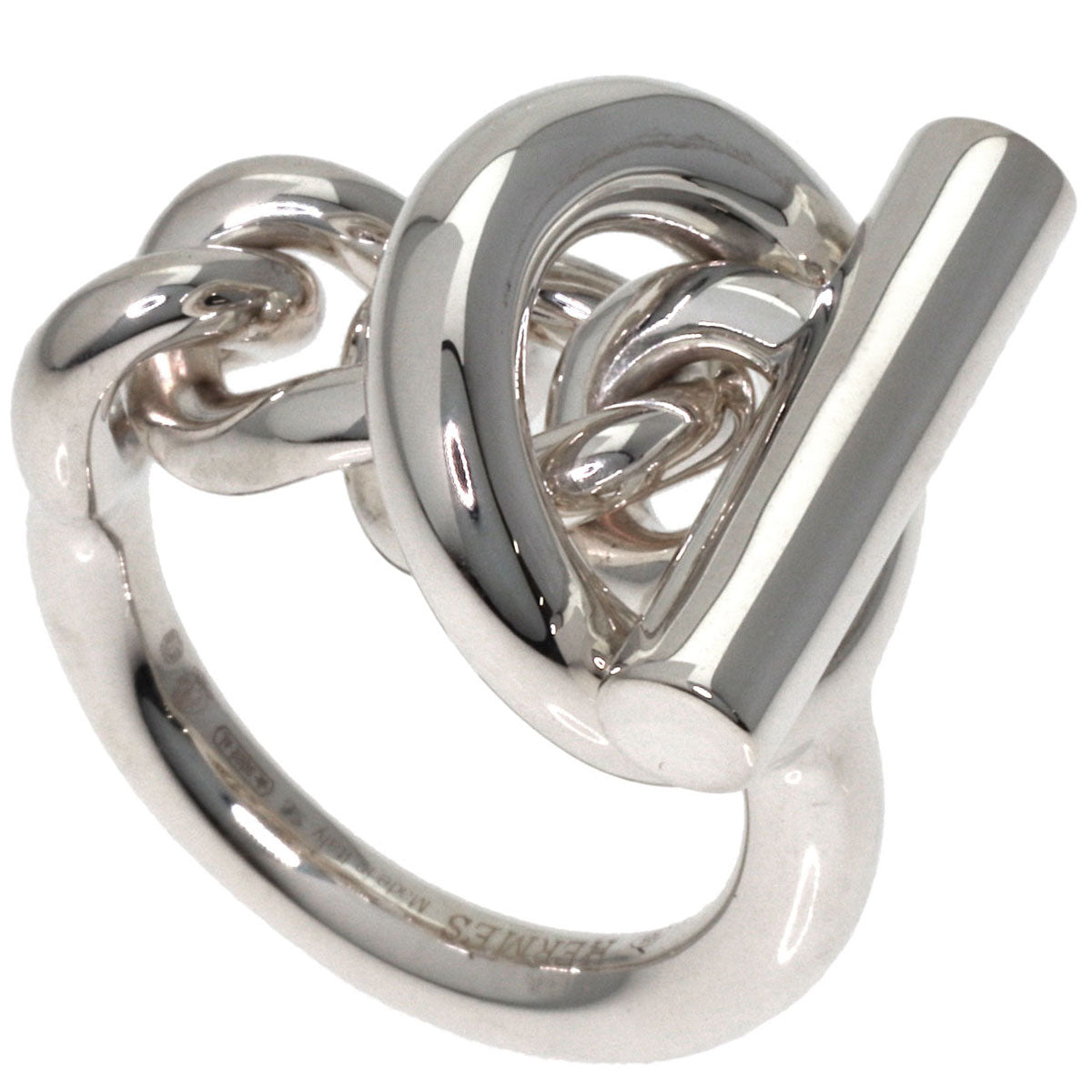 HERMES Echappé Croisette GM #56 Ring Silver Ladies [Used]