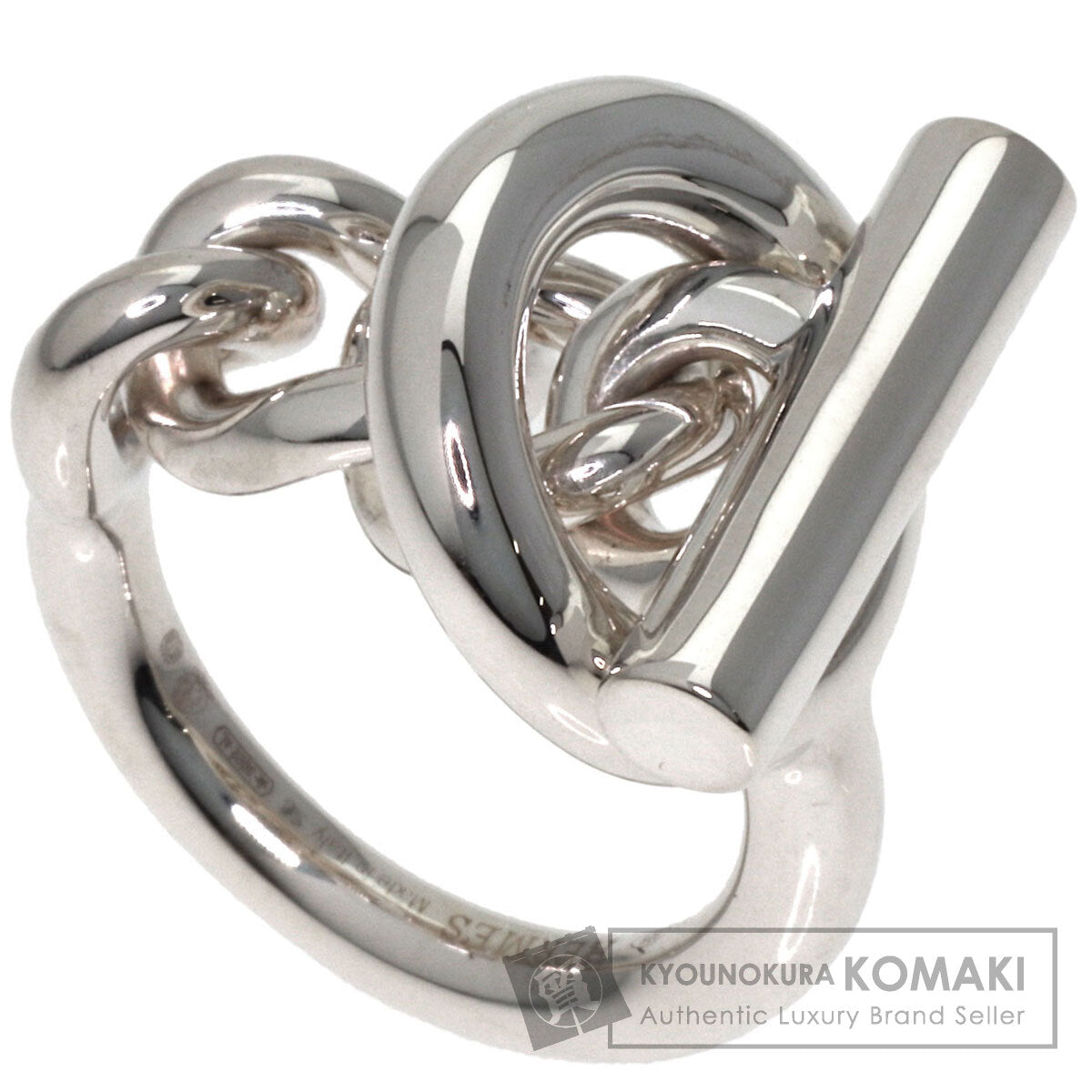 HERMES Echappé Croisette GM #56 Ring Silver Ladies [Used]