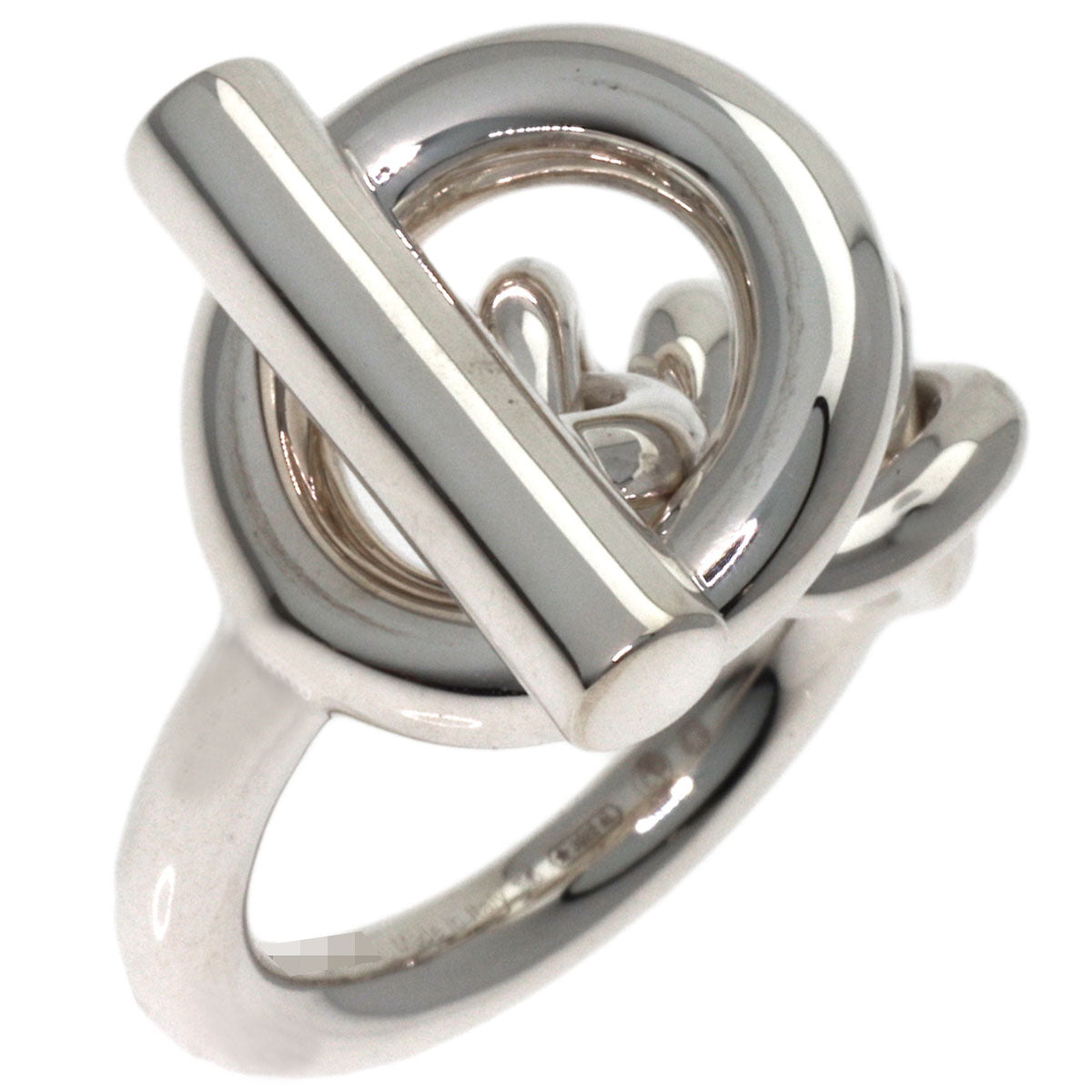 HERMES Echappé Croisette GM #56 Ring Silver Ladies [Used]