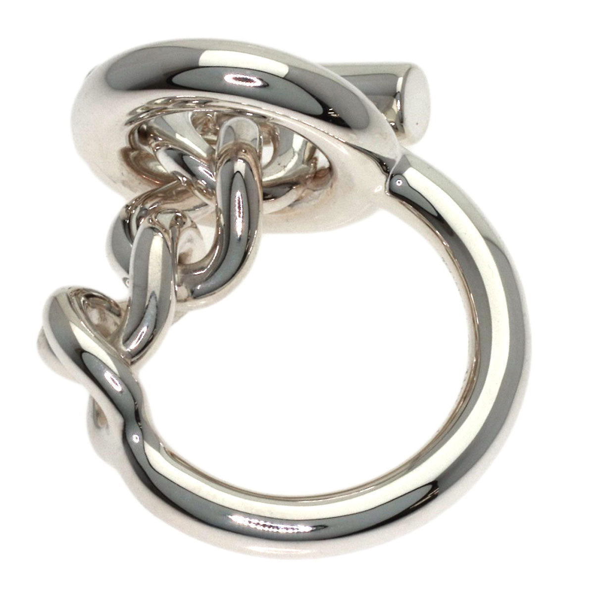 HERMES Echappé Croisette GM #56 Ring Silver Ladies [Used]