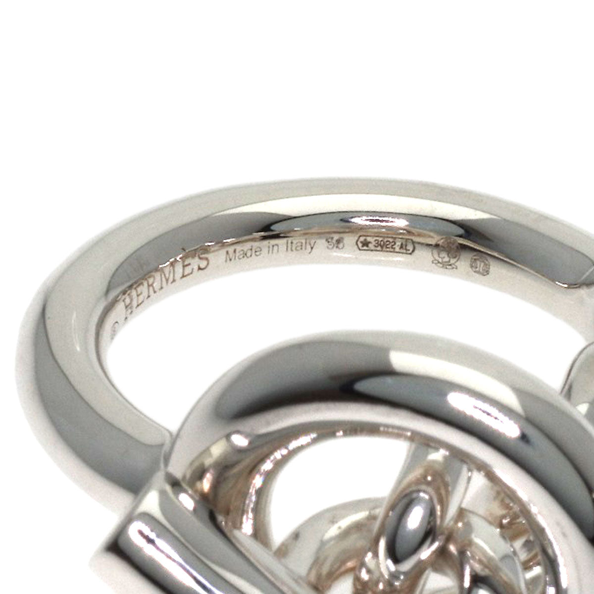 HERMES Echappé Croisette GM #56 Ring Silver Ladies [Used]