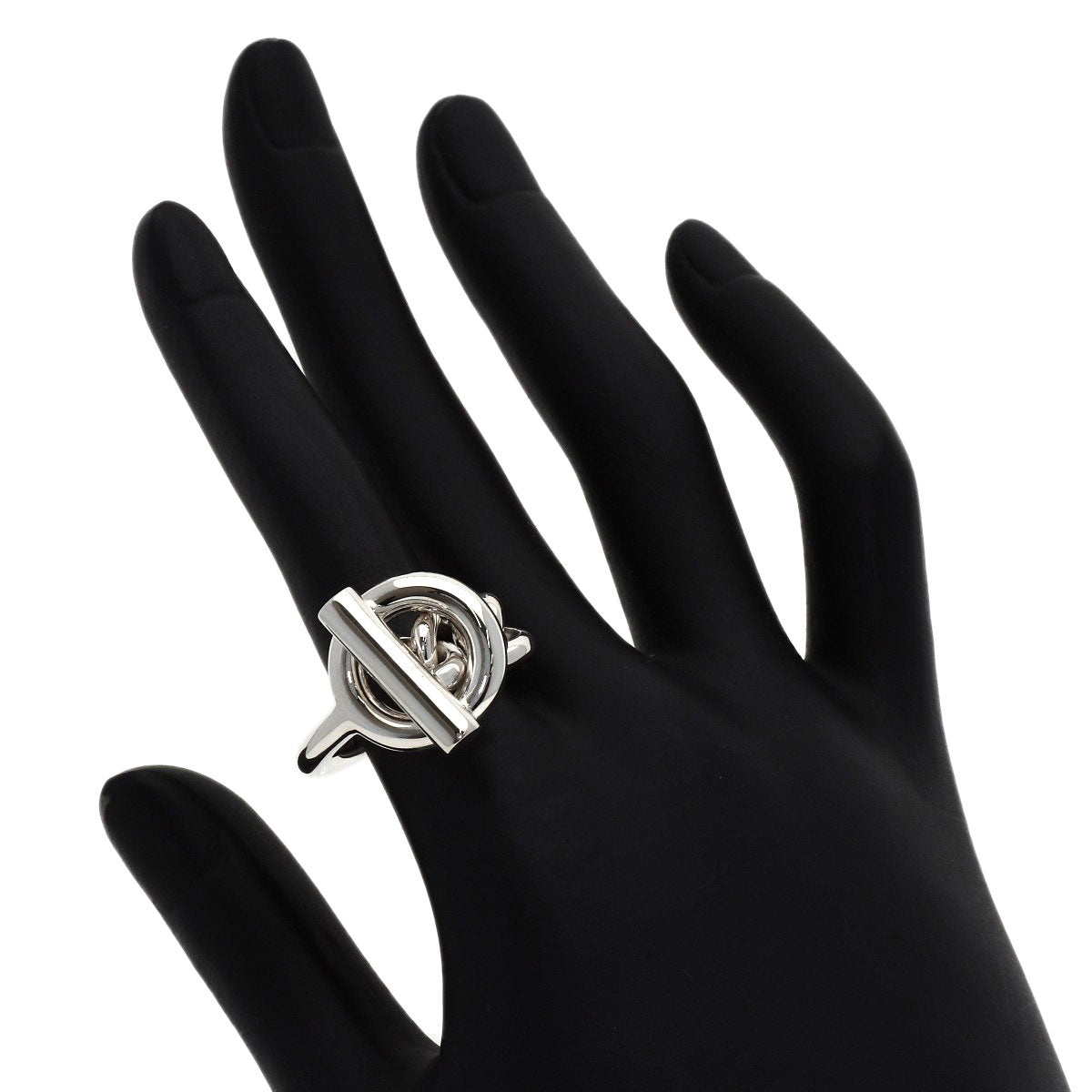 HERMES Echappé Croisette GM #56 Ring Silver Ladies [Used]