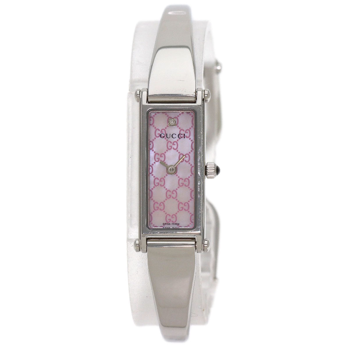 GUCCI Square Face GG 1P Diamond Watches 1500L Stainless Steel/Stainless Steel Ladies