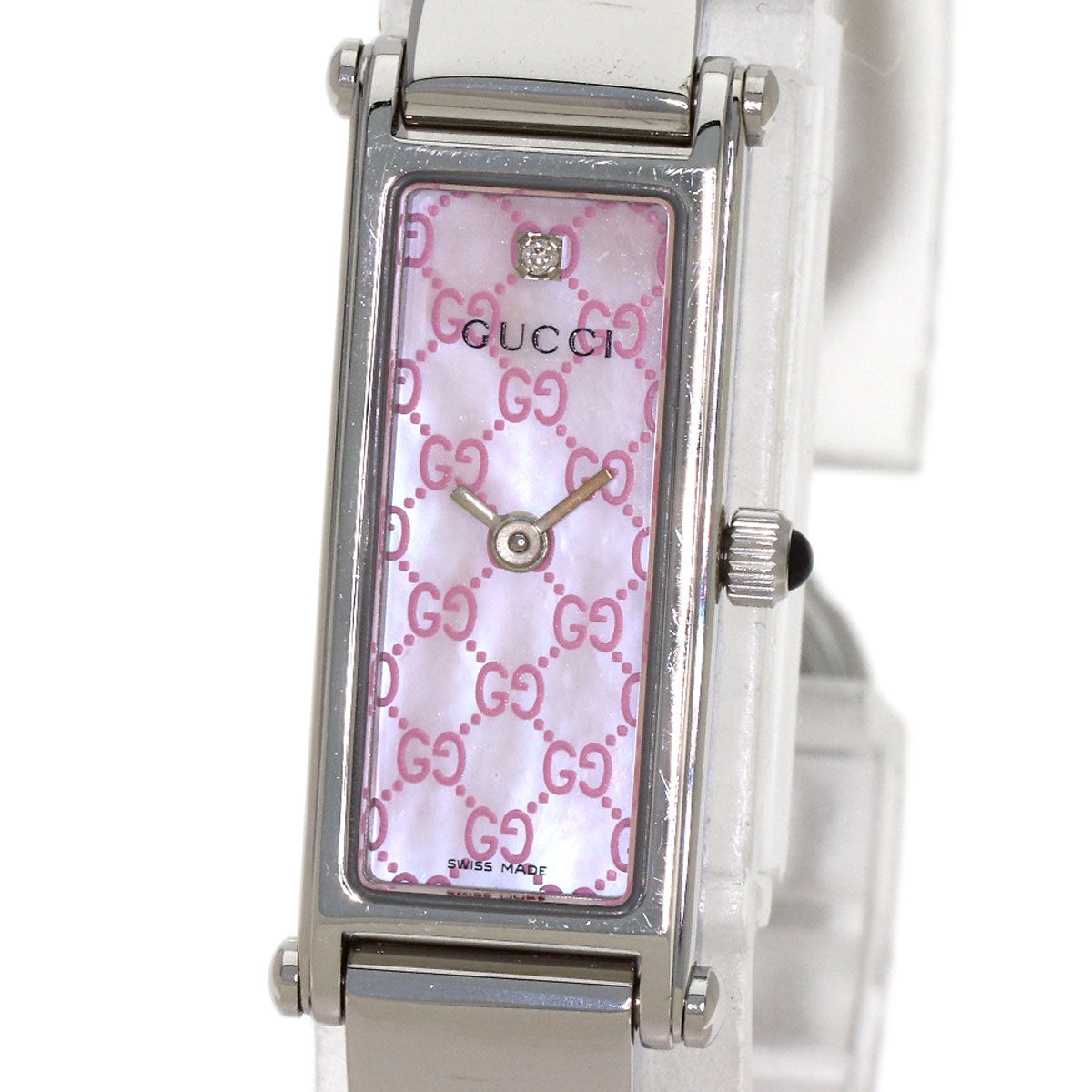 GUCCI Square Face GG 1P Diamond Watches 1500L Stainless Steel/Stainless Steel Ladies