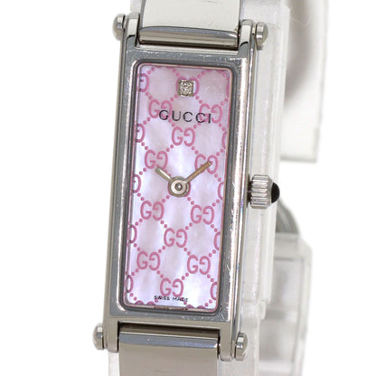 GUCCI Square Face GG 1P Diamond Watches 1500L Stainless Steel/Stainless Steel Ladies