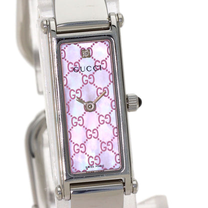 GUCCI Square Face GG 1P Diamond Watches 1500L Stainless Steel/Stainless Steel Ladies