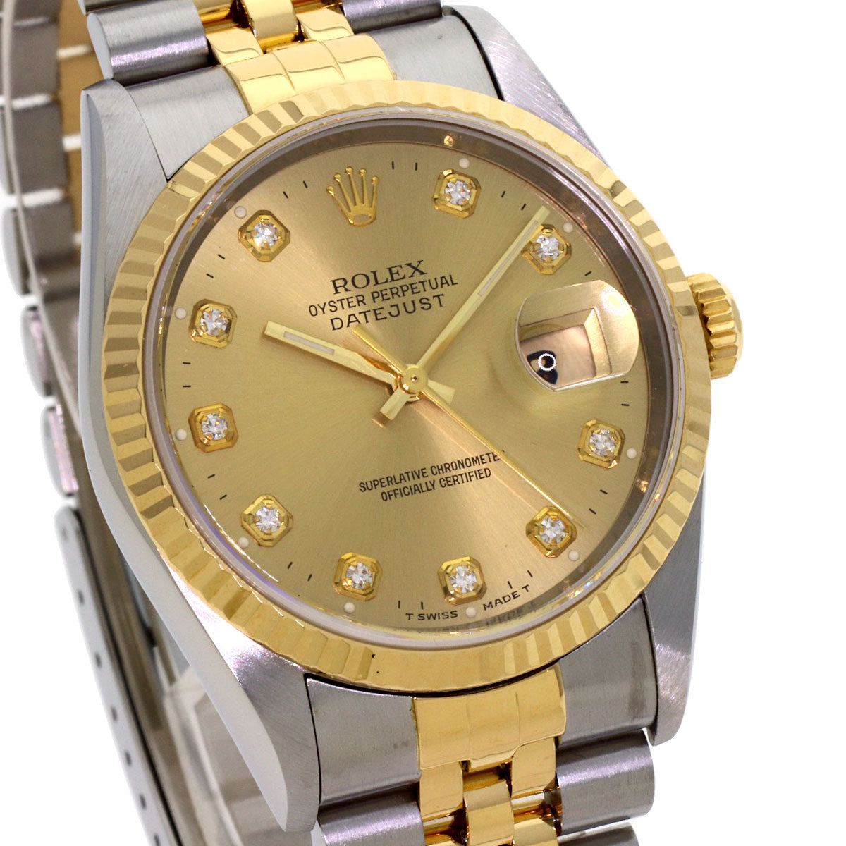 ROLEX DATEJUST 10P Diamond Watches 16233G Stainless Steel/SSxK18YG mens